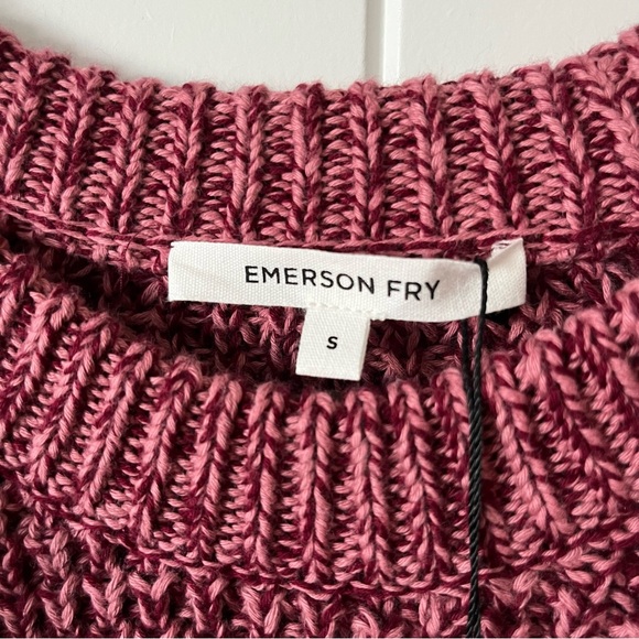 NWT Emerson Fry Ryan Heavy Sweater in Marled Dusty Rose & Merlot, Size Small - Picture 6 of 9